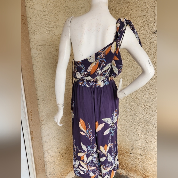 Free People Island Time Denim Blue Print Midi Jumpsuit - Picture 4 of 6